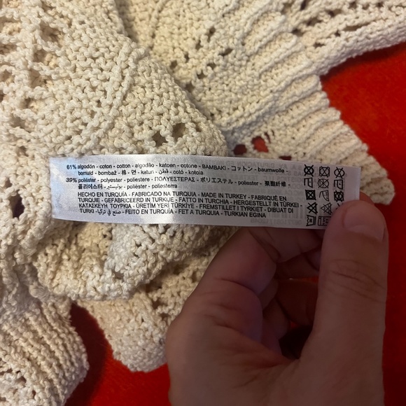 Zara ecru long sleeve pointelle knit tunic NWT - Picture 7 of 9